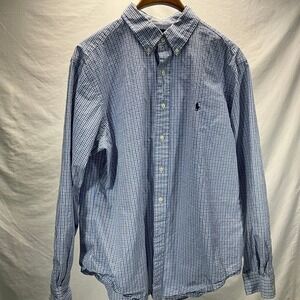 Ralph Lauren Men's Button Down Plaid‎ Check Custom Fit Dress Shirt Size XL